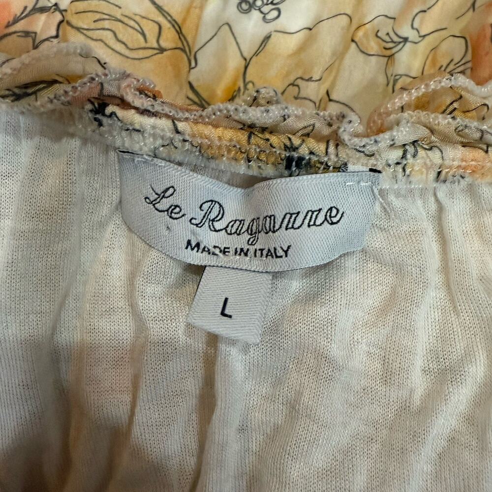 Le Ragazze Womens Sleeveless Midi Dress Size Large Floral Silk Blend Lined Italy - Picture 6 of 12